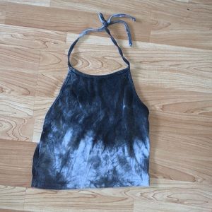Brandy Melville Black Tie Dye Crop Top